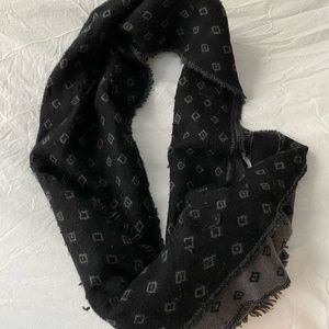 Black & Gray Cashmere Wool Blend Scarf